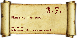 Nuszpl Ferenc névjegykártya